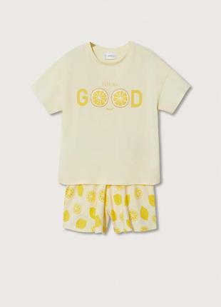 Костюм летний, пижама, комплект шорты и футболка для девочки mango
