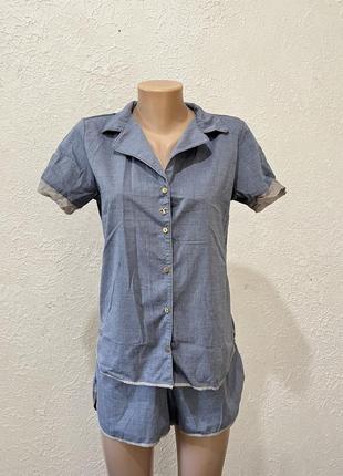 Літній костюм із шортами / літній комплект із шортами/сірий костюм сорочка та шорти