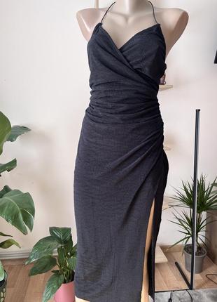 Платье сарафан с открытой спинкой и разрезом на ноге3 фото
