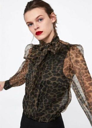 Нова з біркою з органзи в тваринний принт леопард блуза5 фото