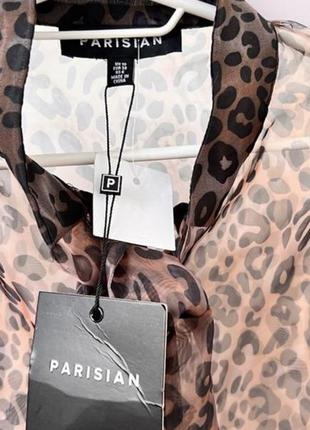 Нова з біркою з органзи в тваринний принт леопард блуза8 фото