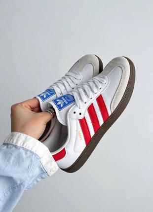 Кроссовки мужские бело красные adidas samba og 'white scarlet'