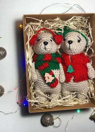Подарок на новый год и николая ( набор мишек амигуруми ручной работы) вязанные  мишки, медведь2 фото