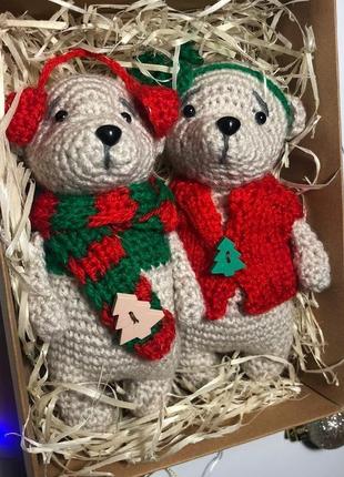 Подарок на новый год и николая ( набор мишек амигуруми ручной работы) вязанные  мишки, медведь3 фото