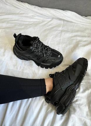Жіночі кросівки balenciaga /чорні шкіряні кросівки6 фото