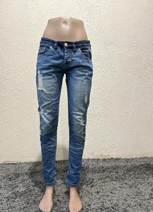 Жіночі джинси завужені/рвані джинси жіночі/сині джинси skinny