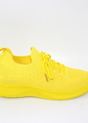 Жіночі жовті літні дихаючі кросівки-сіточка із трикотажу, весна-літо, легкий...