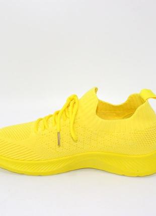 Жіночі жовті літні дихаючі кросівки-сіточка із трикотажу, весна-літо, легкий...