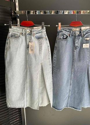 Трендова джинсова спідниця міді з розрізом7 фото