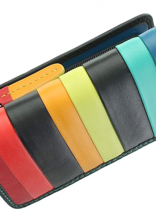 Женский кожаный кошелек с монетницей в яркие цвета