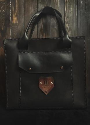 Кожаная женская сумка через плече шоппер klausberg leather4 фото