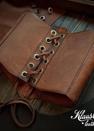 Шкіряний вінтажний корсет ручної роботи klausberg leather8 фото
