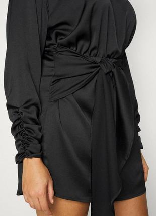 Платье платье с длинным рукавом атласное шалфейное новое чёрное vila10 фото