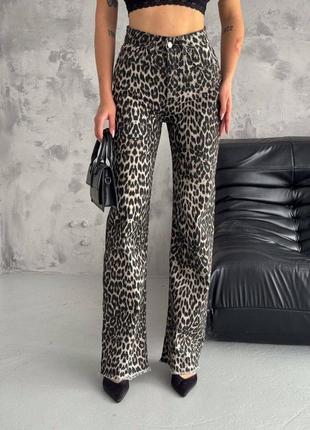 Жіночі трендові джинси джинсові штани у леопардовому стилі л l 38 40