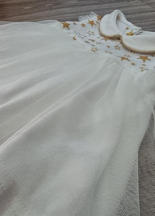 Нарядне боді-сукня zironka молочного кольору в зірочки з фатином6 фото