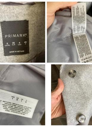 Primark 8/36 s идеальное демисезонное светлое серое пальто прямого кроя на двух пуговицах с внутренними карманами10 фото