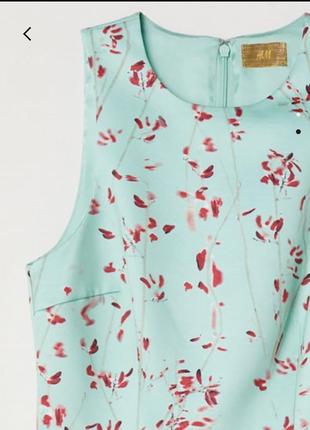 Брендовое нарядное атласное платье h&m цветы этикетка2 фото