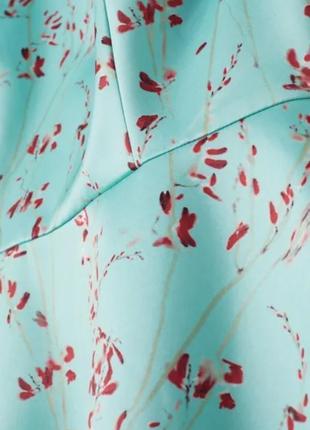 Брендовое нарядное атласное платье h&m цветы этикетка4 фото