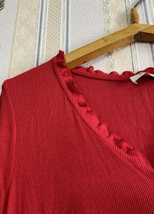 Легкая красная кофточка, кофта футболка в рубчик2 фото
