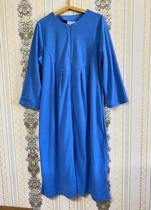 Стильный сине-голубой халат на молнии, пижама, домашняя одежда