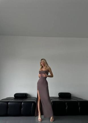 Облегающее платье макси с пуш ап с открытой спиной и разрезом на ноге🔥7 фото
