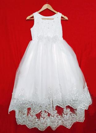 Детское белое нарядное вечернее платье для девочки1 фото
