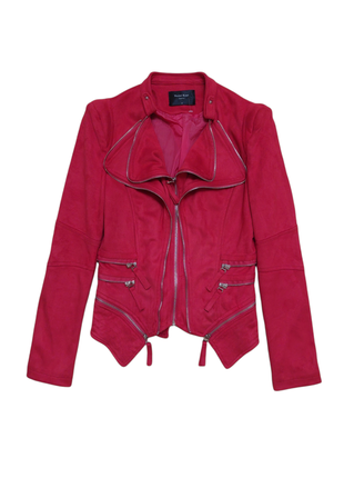 Люксова куртка-косуха винного кольору "naomi kent", ефект замші