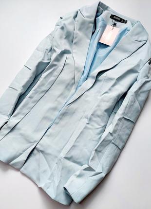 Оригинальный пиджак, жакет, блейзер нежно голубого цвета4 фото