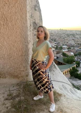 Футболка zara и сатиновая юбка h&m