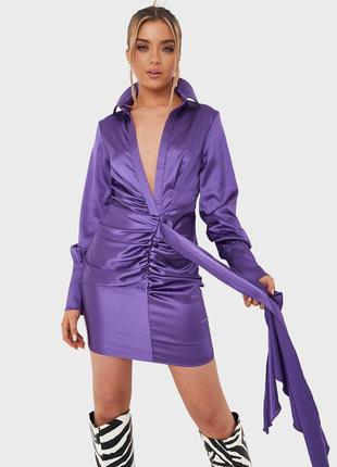 Невероятное атласное платье/платье с драпировкой