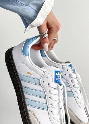 Женские кроссовки adidas samba og 'white halo blue'7 фото