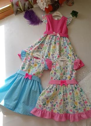 Детские платья на девочку в горошек handmade 🩵7 фото