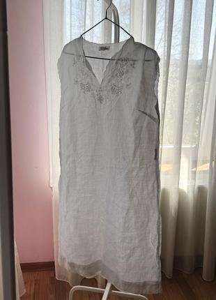 Біла лляна сукня нова!2 фото