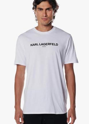 Біла футболка karl lagerfeld р.m-xxl,оригінал,з логотипом,бавовна,карл лагерфельд