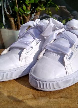 Кроссовки сникерсы puma basket heart patent women's shoes puma white 363073-02 40 р6 фото