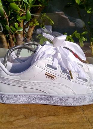 Кроссовки сникерсы puma basket heart patent women's shoes puma white 363073-02 40 р7 фото