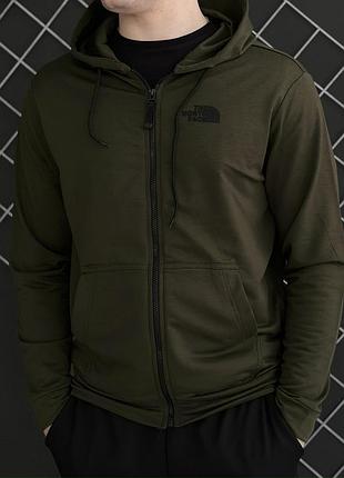 Мужская весенняя кофта на молнии худи зипер хаки в стиле tnf (двернитка) высокое качество