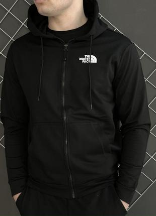 Мужская весенняя кофта на молнии худи зипер черная в стиле tnf (двинитка) высокое качество