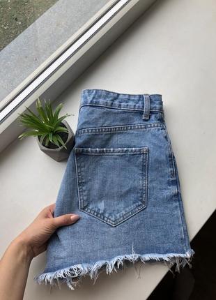 Базовые качественные джинсовые шорты высокая посадка4 фото