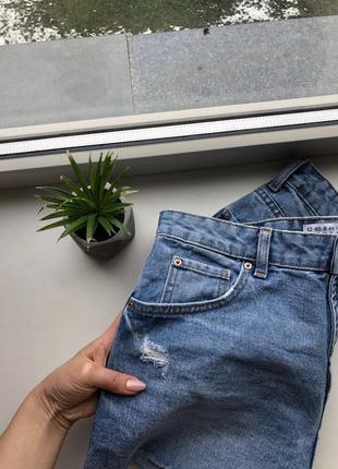 Базовые качественные джинсовые шорты высокая посадка7 фото