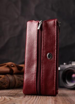 Вместительная ключница из натуральной кожи st leather 22508 бордовый6 фото