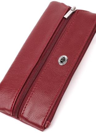 Вместительная ключница из натуральной кожи st leather 22508 бордовый1 фото
