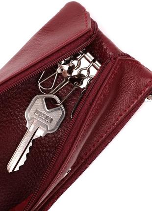 Вместительная ключница из натуральной кожи st leather 22508 бордовый5 фото