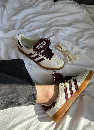 Жіночі кросівки adidas samba wales bonner cream bordo