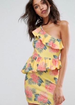 Брендове плаття на одне плече missguided тропіки етикетка
