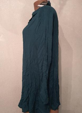 Изумрудная рубашка платье, блузка удлиненая длиный рукав, туника4 фото