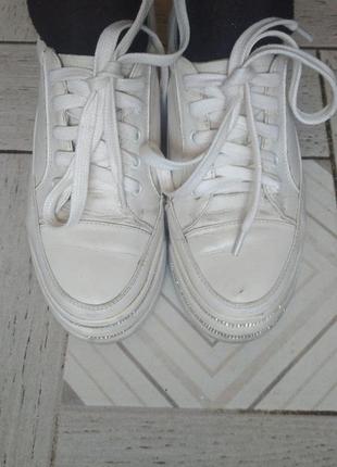 Белые кеды ботинки на высокой подошве натур кожа 38 р4 фото