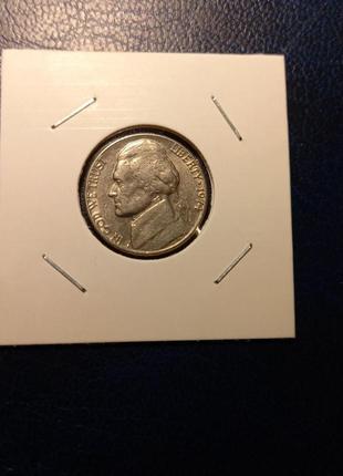 Монета сша 5 центів, 1974 року, джефферсон нікель, без мітки монетного двору3 фото