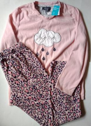 8-10 новый теплый махровый флисовый комплект набор пижама для дома сна облачко6 фото