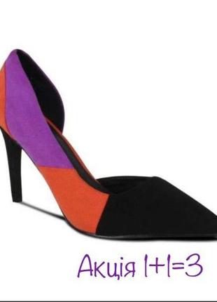 Акция 🎁 стильные туфли-лодочки atmosphere на высоком каблуке с острым носком разноцветные zara h&amp;m1 фото